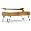 Simpli Home Hunter Rectangle Wood Coffee Table with Lift Top in Oak Brown