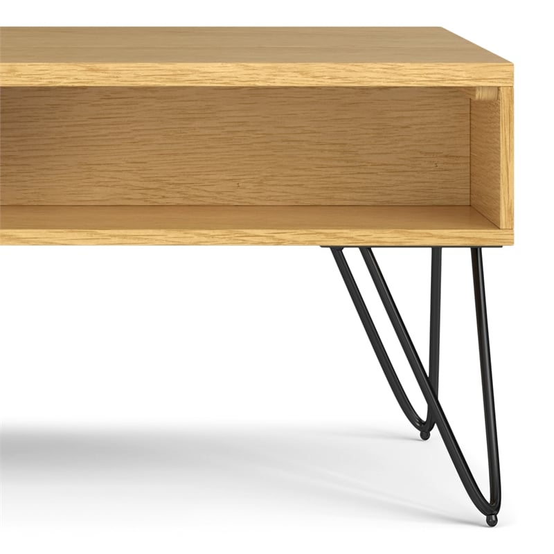 Simpli Home Hunter Rectangle Wood Coffee Table with Lift Top in Oak Brown
