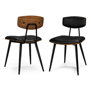 Simpli Home Mavis 30.9&quot Vegan Faux Leather Dining Chair in Black (Set of 2)