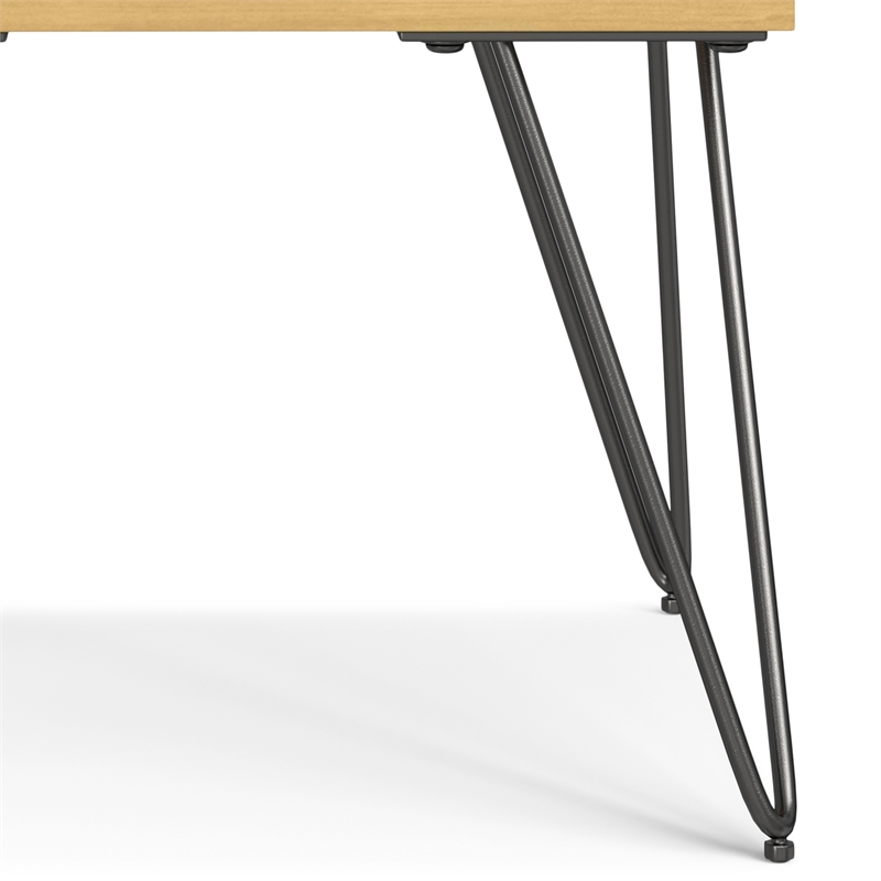 Simpli Home Hunter Square Wood End Table with Hairpin Legs in Oak Brown