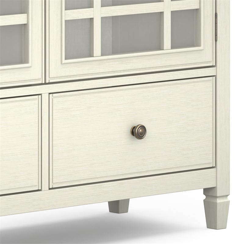 Simpli Home Connaught Solid Wood Storage Cabinet in Antique White