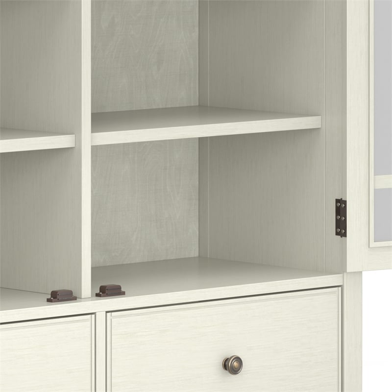 Simpli Home Connaught Solid Wood Storage Cabinet in Antique White