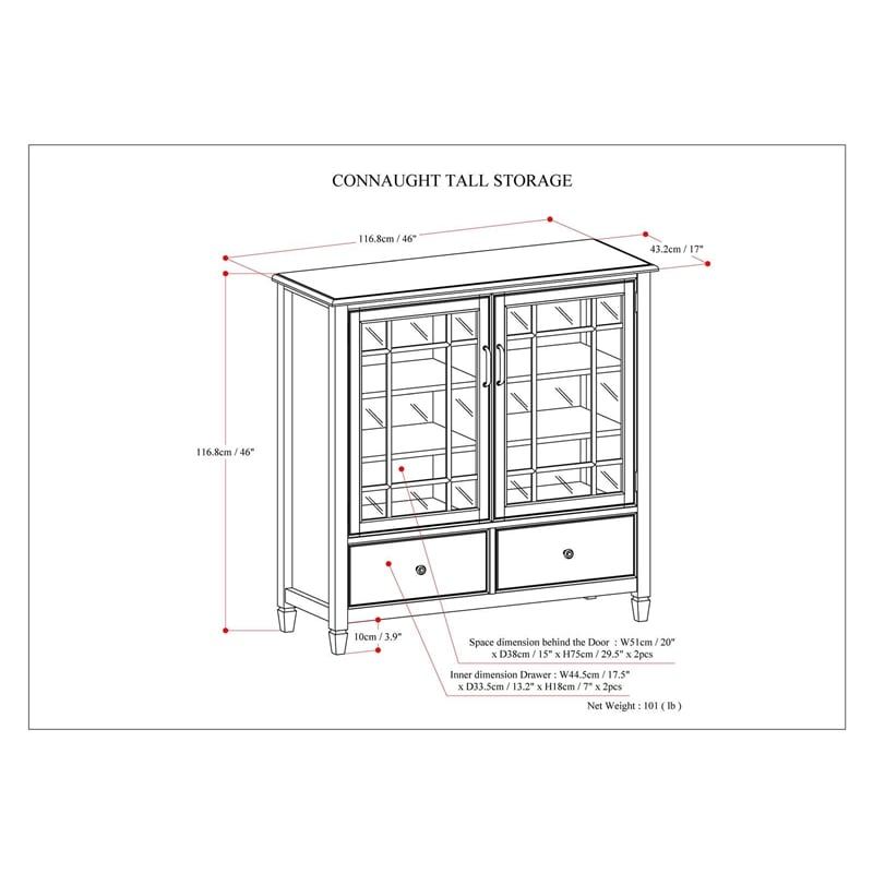 Simpli Home Connaught Solid Wood Storage Cabinet in Antique White