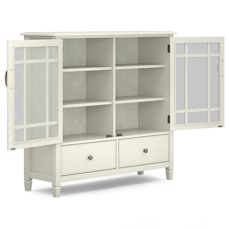 Simpli Home Connaught Solid Wood Storage Cabinet in Antique White