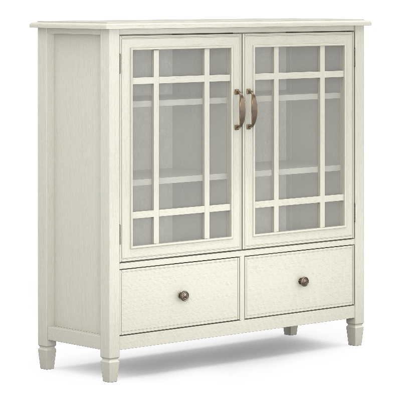 Simpli Home Connaught Solid Wood Storage Cabinet in Antique White
