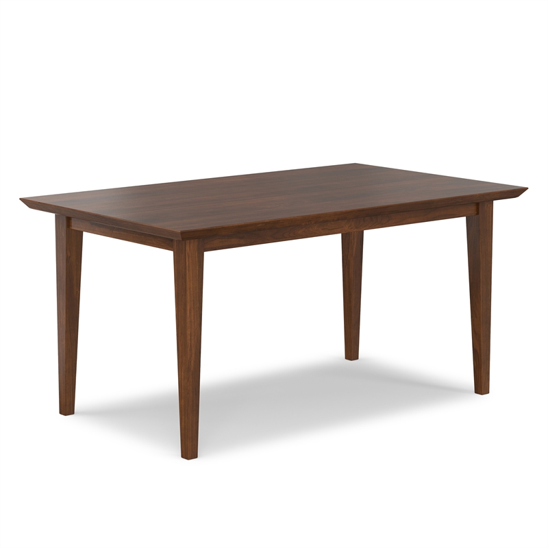Simpli Home Colby Rectangle Modern Wood Dining Table in Walnut Brown