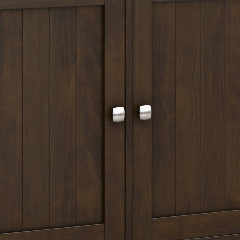Simpli Home Acadian Solid Wood Entryway Storage Cabinet in Brunette Brown