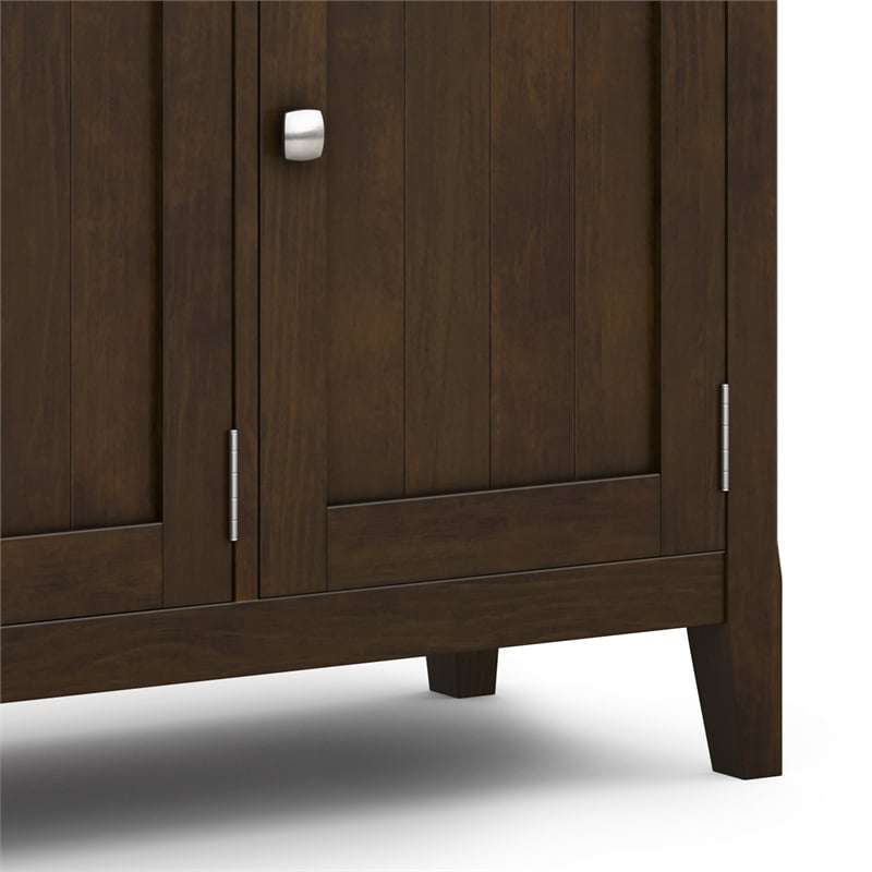 Simpli Home Acadian Solid Wood Entryway Storage Cabinet in Brunette Brown