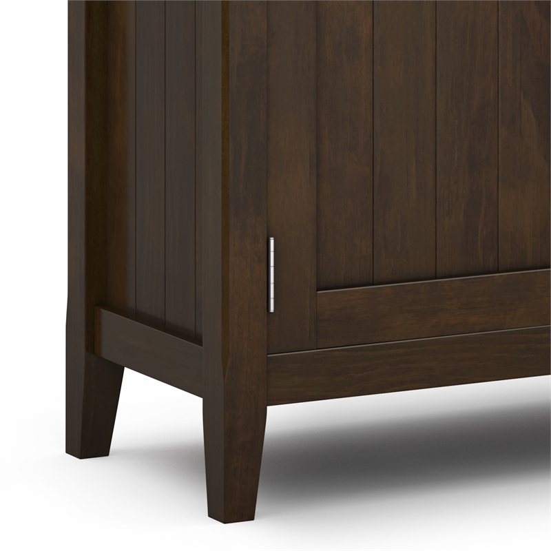 Simpli Home Acadian Solid Wood Entryway Storage Cabinet in Brunette Brown