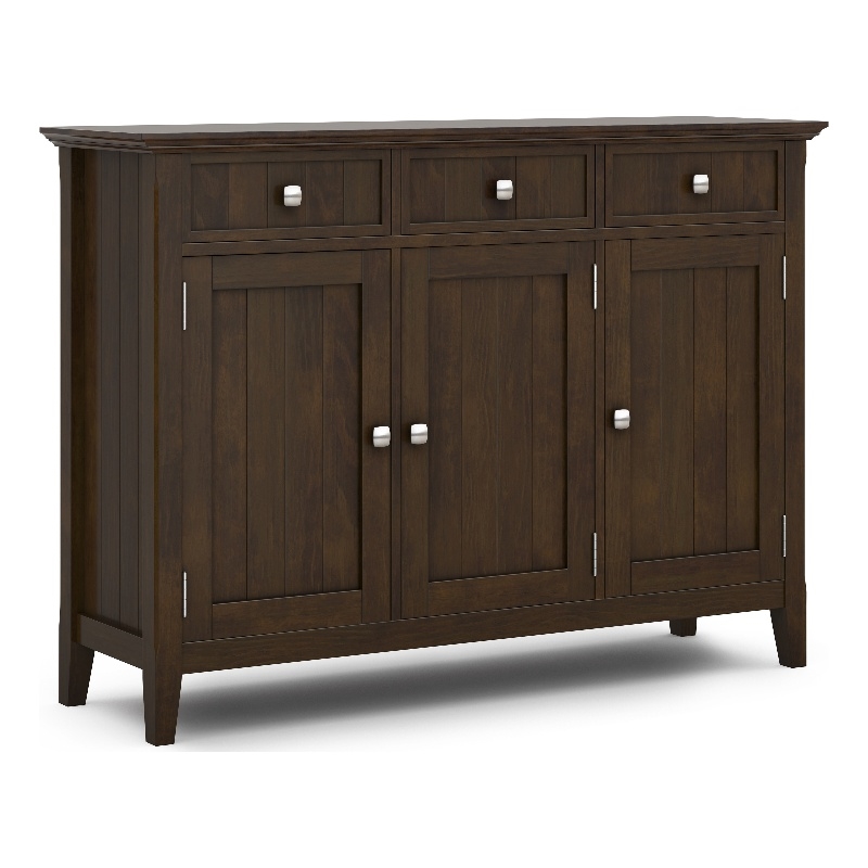 Simpli Home Acadian Solid Wood Entryway Storage Cabinet in Brunette Brown