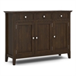 Simpli Home Acadian Solid Wood Entryway Storage Cabinet in Brunette Brown