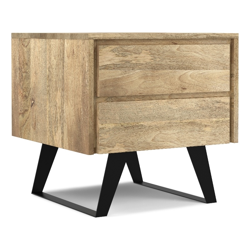 Simpli Home Lowry Solid Wood & Metal Side Table in Natural Brown