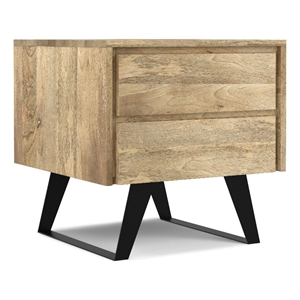 Simpli Home Lowry Solid Wood & Metal Side Table in Natural Brown