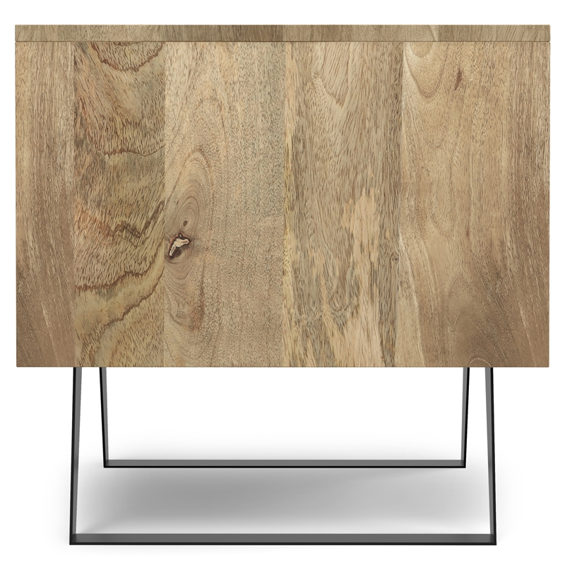 Simpli Home Lowry Solid Wood & Metal Side Table in Natural Brown