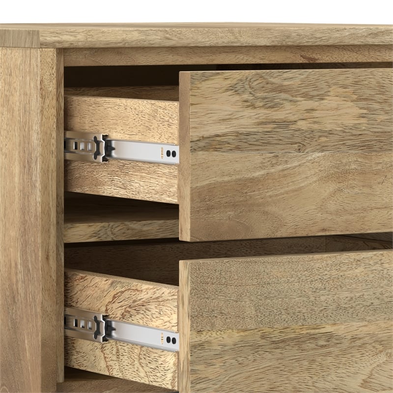 Simpli Home Lowry Solid Wood & Metal Side Table in Natural Brown