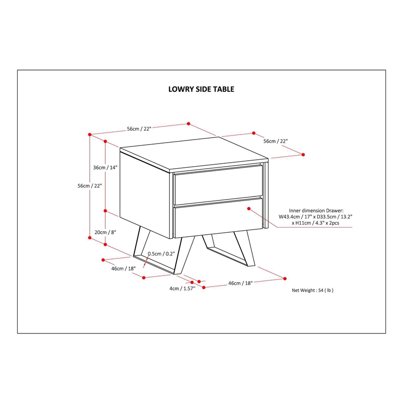 Simpli Home Lowry Solid Wood & Metal Side Table in Natural Brown
