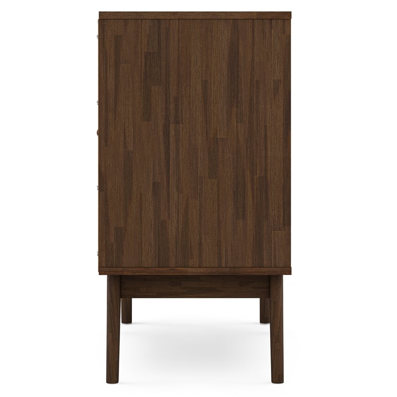 Simpli Home Clarkson Bottle Solid Wood Wine Cabinet in Natural Aged Brown