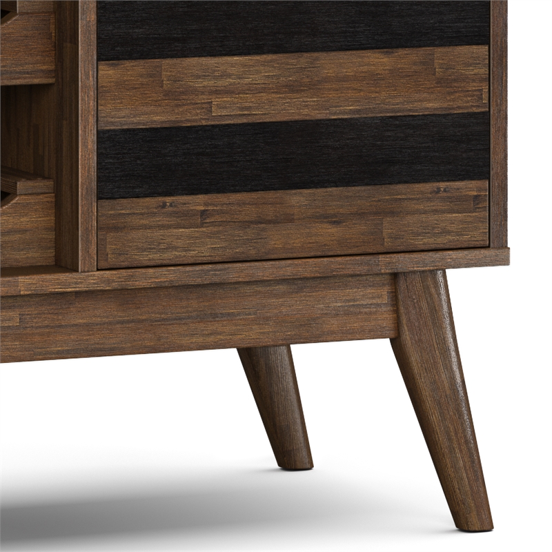 Simpli Home Clarkson Bottle Solid Wood Wine Cabinet in Natural Aged Brown