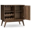 Simpli Home Clarkson Bottle Solid Wood Wine Cabinet in Natural Aged Brown