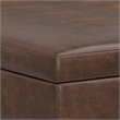 Simpli Home Owen Square Vegan Faux Leather Storage Ottoman in Brown