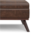 Simpli Home Owen Square Vegan Faux Leather Storage Ottoman in Brown