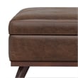 Simpli Home Owen Square Vegan Faux Leather Storage Ottoman in Brown