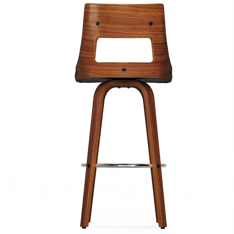 Dallyn  Contemporary Swivel Bar Stool (Set of 2) in Black PU faux leather