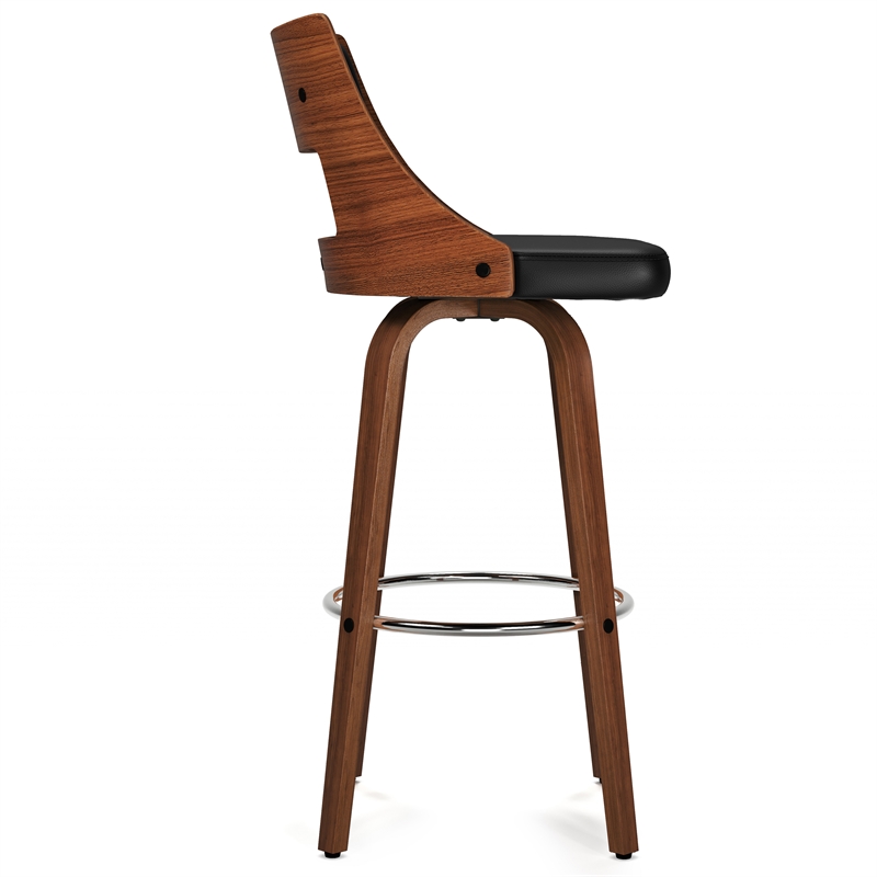 Dallyn  Contemporary Swivel Bar Stool (Set of 2) in Black PU faux leather