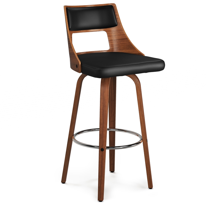 Dallyn  Contemporary Swivel Bar Stool (Set of 2) in Black PU faux leather