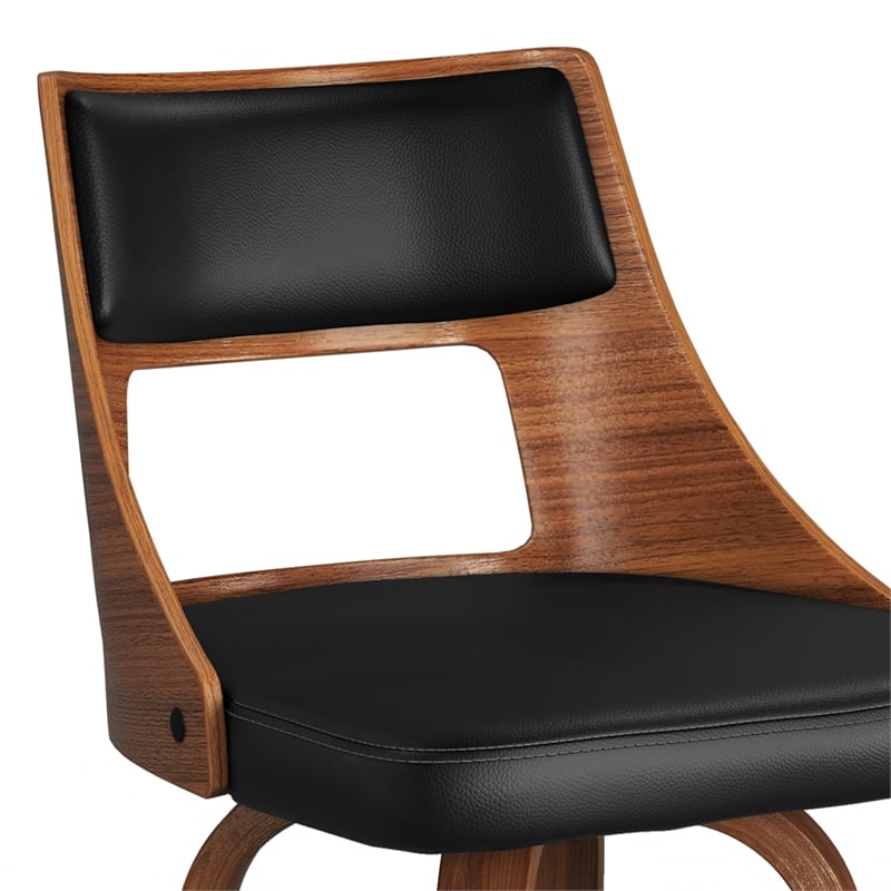 Dallyn  Contemporary Swivel Bar Stool (Set of 2) in Black PU faux leather