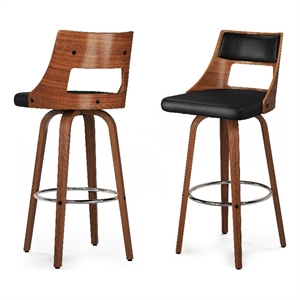 Dallyn  Contemporary Swivel Bar Stool (Set of 2) in Black PU faux leather