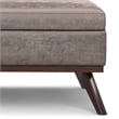 Simpli Home Owen Vegan Faux Leather Storage Ottoman in Distressed Gray