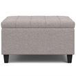 Simpli Home Harrison Square Transitional Wood Storage Ottoman in Cloud Gray