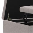 Simpli Home Harrison Square Transitional Wood Storage Ottoman in Cloud Gray