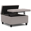 Simpli Home Harrison Square Transitional Wood Storage Ottoman in Cloud Gray