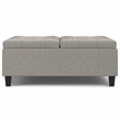 Simpli Home Harrison Square Transitional Wood Storage Ottoman in Cloud Gray