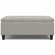Simpli Home Harrison Square Transitional Wood Storage Ottoman in Cloud Gray