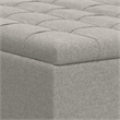 Simpli Home Harrison Square Transitional Wood Storage Ottoman in Cloud Gray