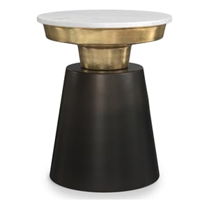 Jaxine 16 inch Wide Contemporary Side Table in Black & Gold