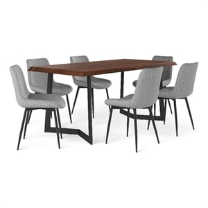 Rosemead/Watkins WOOD & Metal 72&quot WD 7Pc Dining Set with 6Chairs in Slate Gray