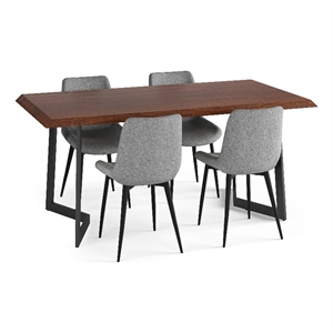 Rosemead / Watkins WOOD & Metal 72&quotWide Modern 5 Piece Dining Set in Slate Gray