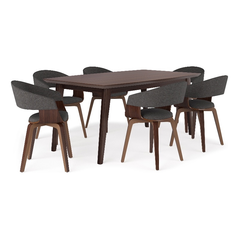 Lowell/ Draper7Pc Dining Set with 6Bentwood Dining Chairs in Charcoal& 66