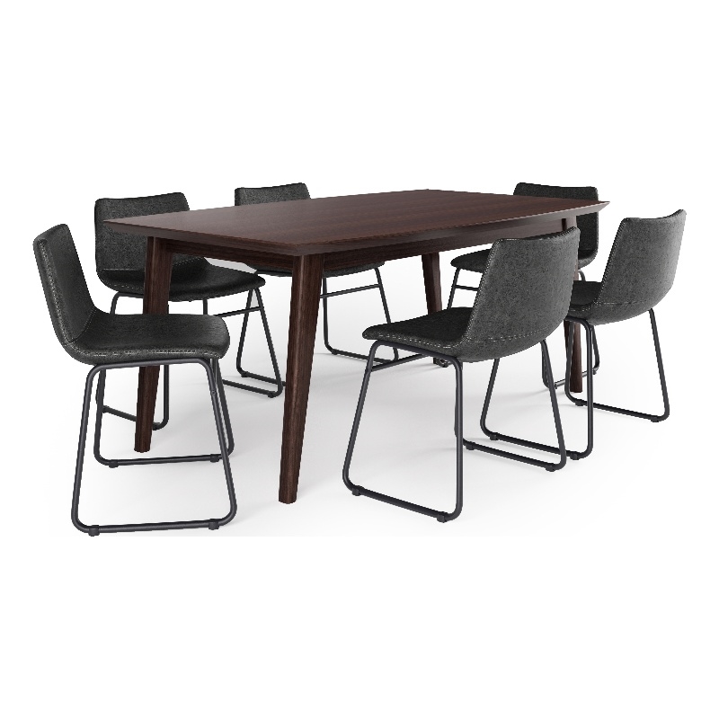 Warner/Draper 7Pc Dining Set with 6 Chairs in Gray PU faux leather & 66
