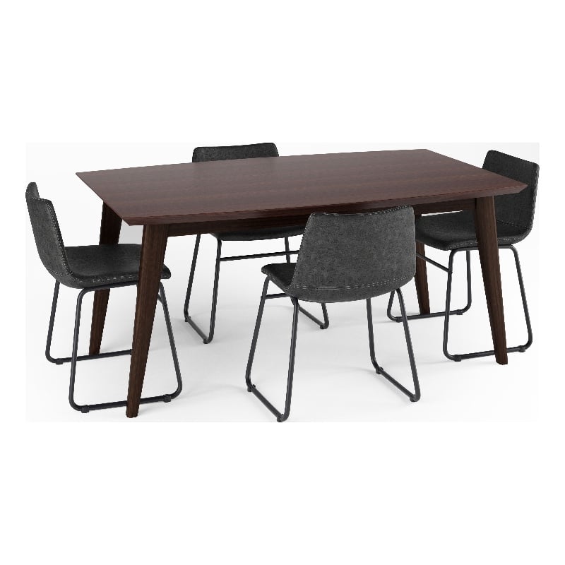 Warner/Draper 5 Pc Dining Set with 4 Chairs in Gray PU faux leather &66