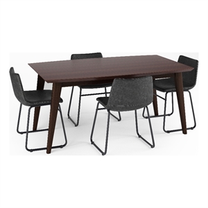 Warner/Draper 5 Pc Dining Set with 4 Chairs in Gray PU faux leather &66&quotWD Table