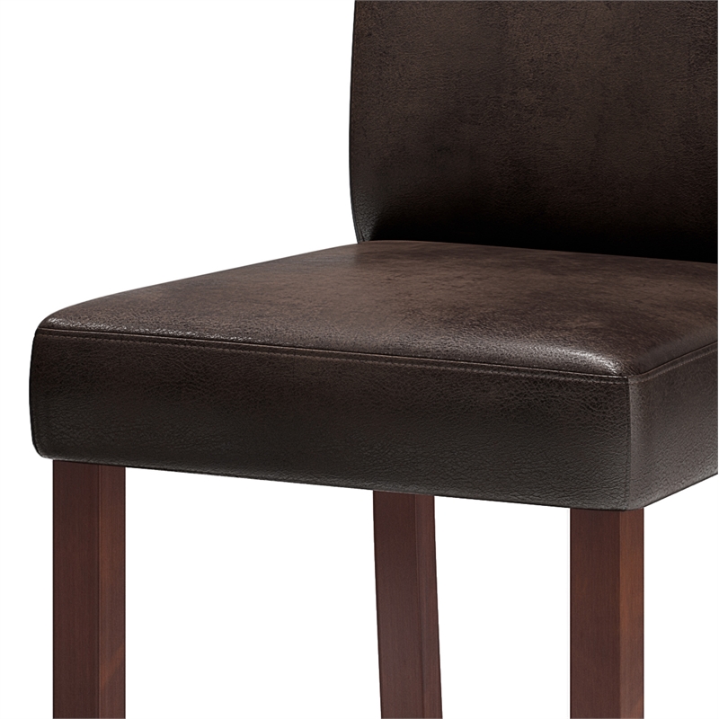 Acadian 9Pc Dining Set with 8Parson Chairs in Brown Faux Leather & 54