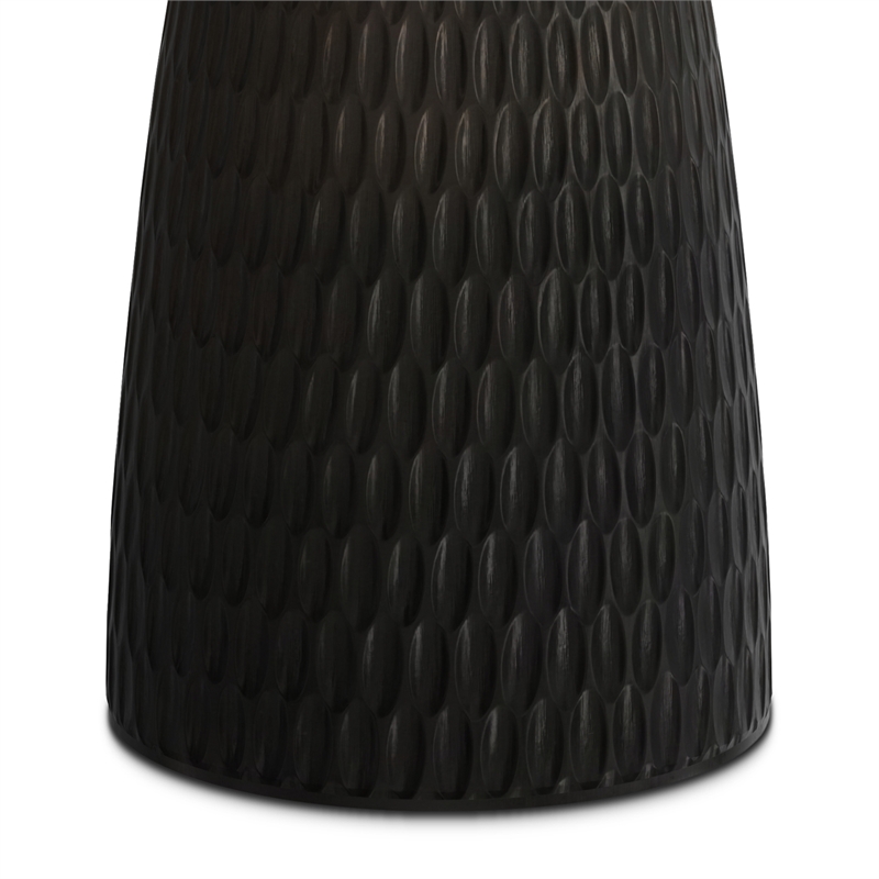 Breanna WOOD & Metal 16 inch Wide Round Contemporary Side Table in Black & Gold