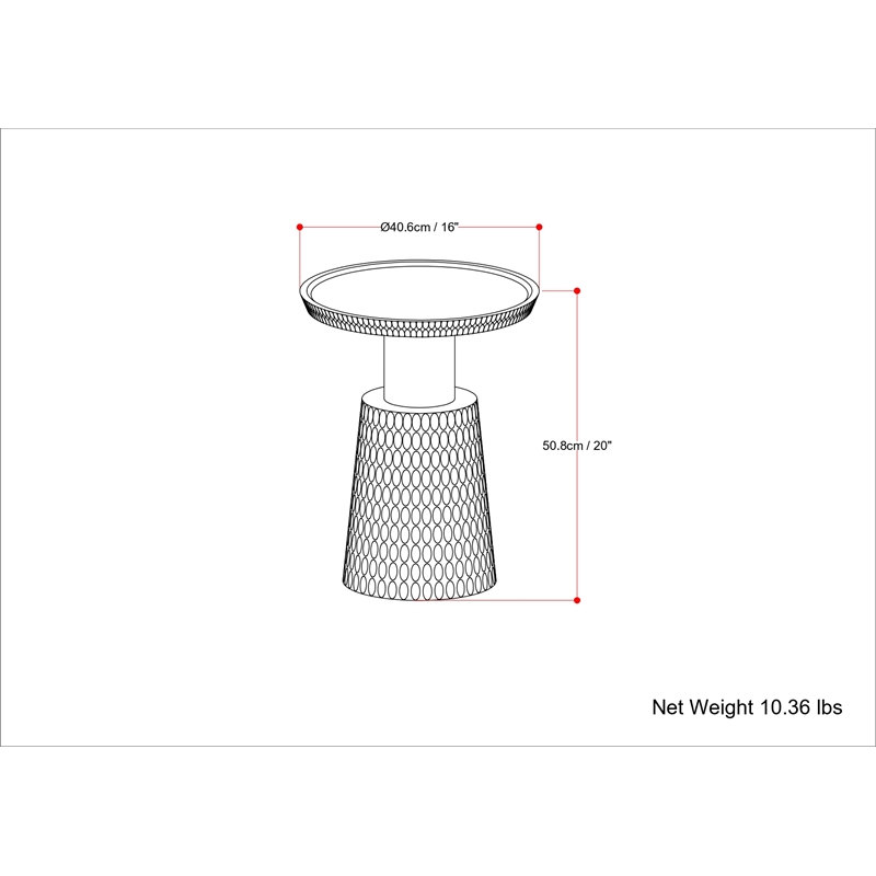 Breanna WOOD & Metal 16 inch Wide Round Contemporary Side Table in Black & Gold