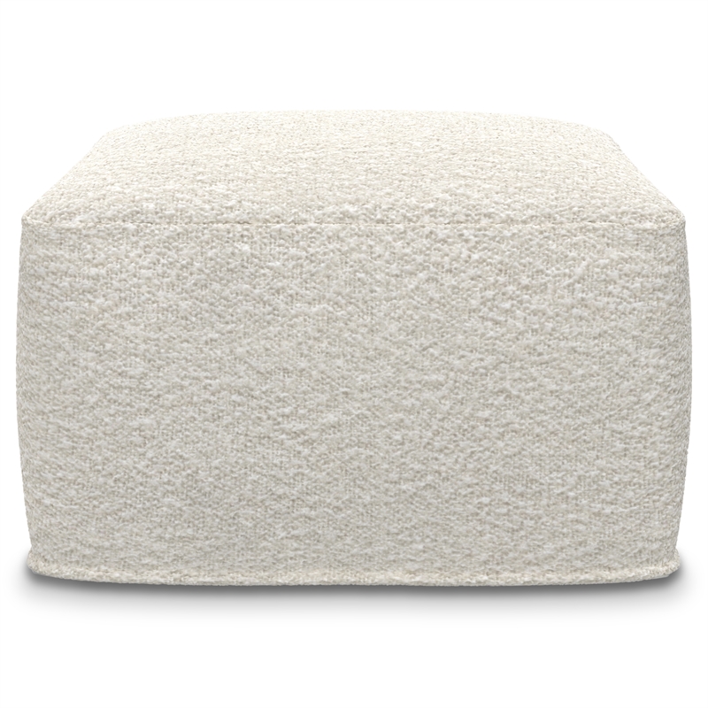 Chantal Contemporary Square Pouf in Ivory Boucle