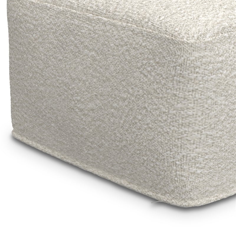 Chantal Contemporary Square Pouf in Ivory Boucle